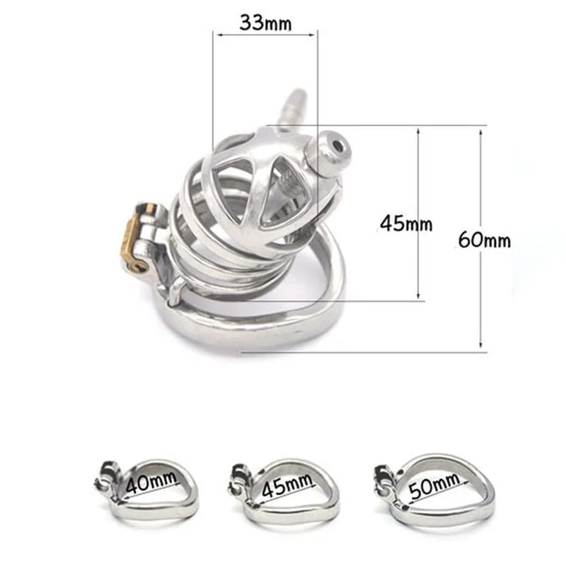 0687M      Steel Cage Locking Chastity with Cum Thru Urethral Probe