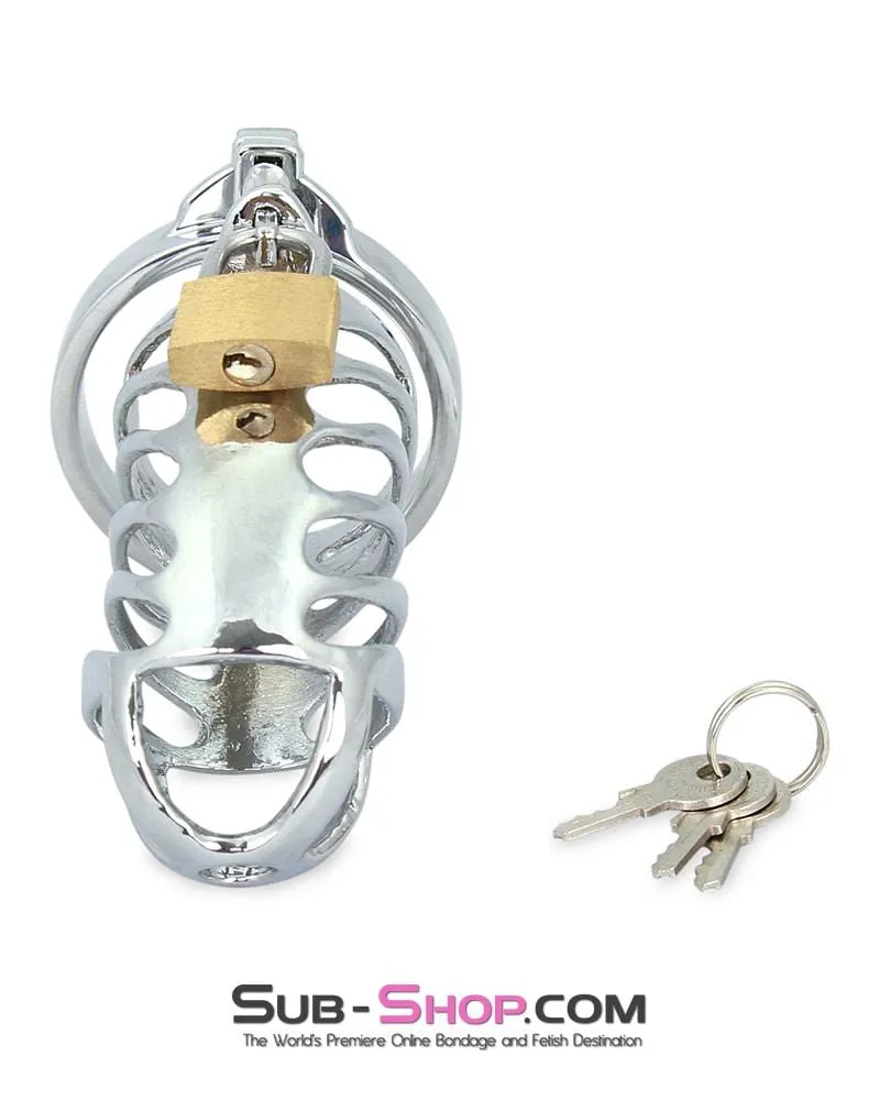 0719M      Tiger Cage Locking Steel Penis Chastity Cage