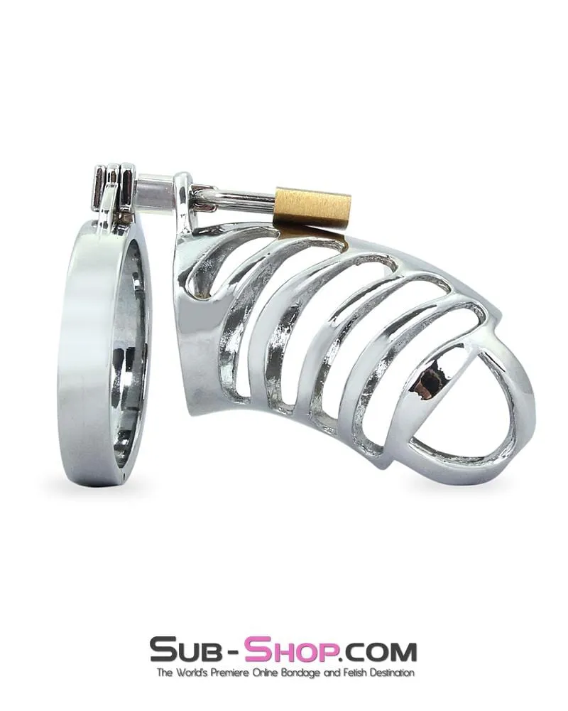 0719M      Tiger Cage Locking Steel Penis Chastity Cage