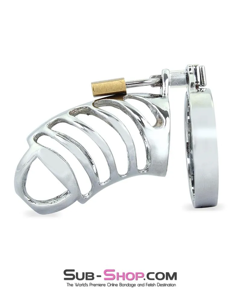 0719M      Tiger Cage Locking Steel Penis Chastity Cage