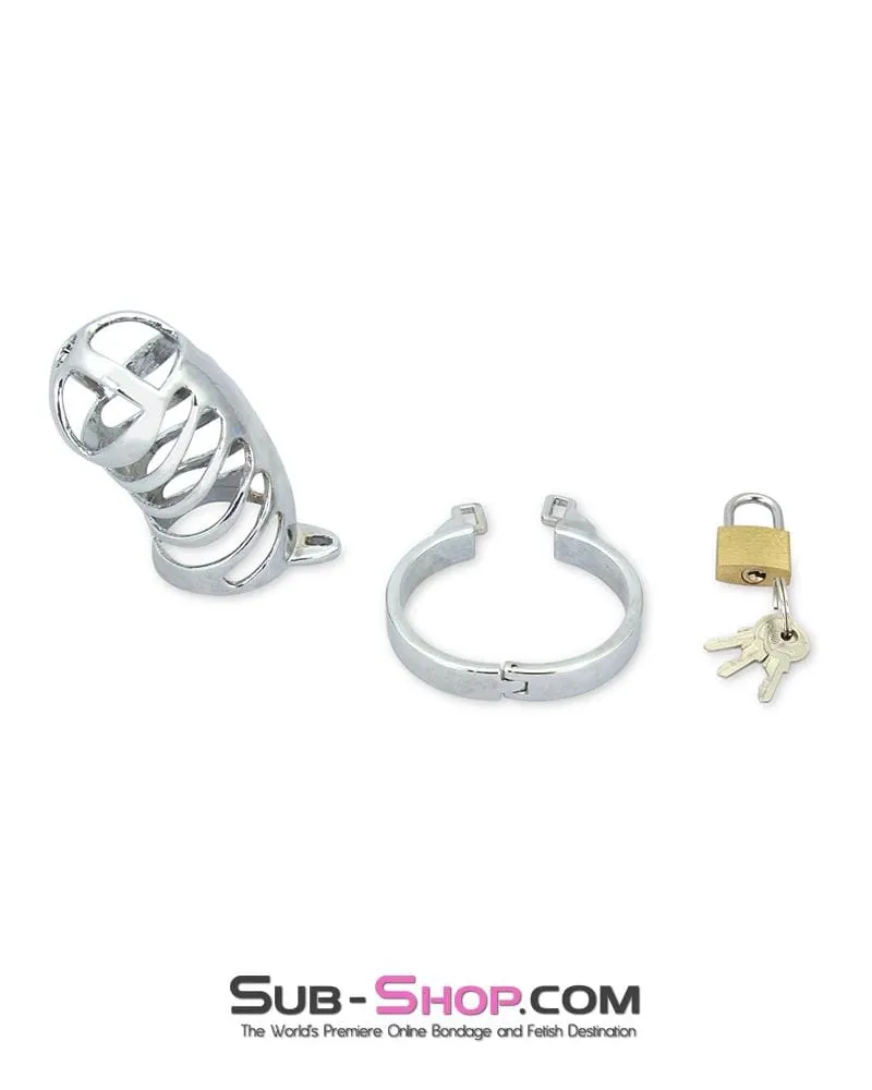 0719M      Tiger Cage Locking Steel Penis Chastity Cage