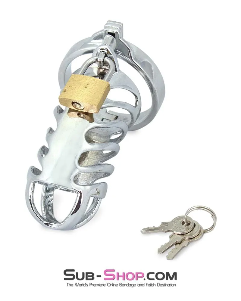 0719M      Tiger Cage Locking Steel Penis Chastity Cage
