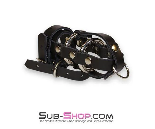 0786A   Deluxe Leather Locking Cock Cage Chastity with Lead Rings