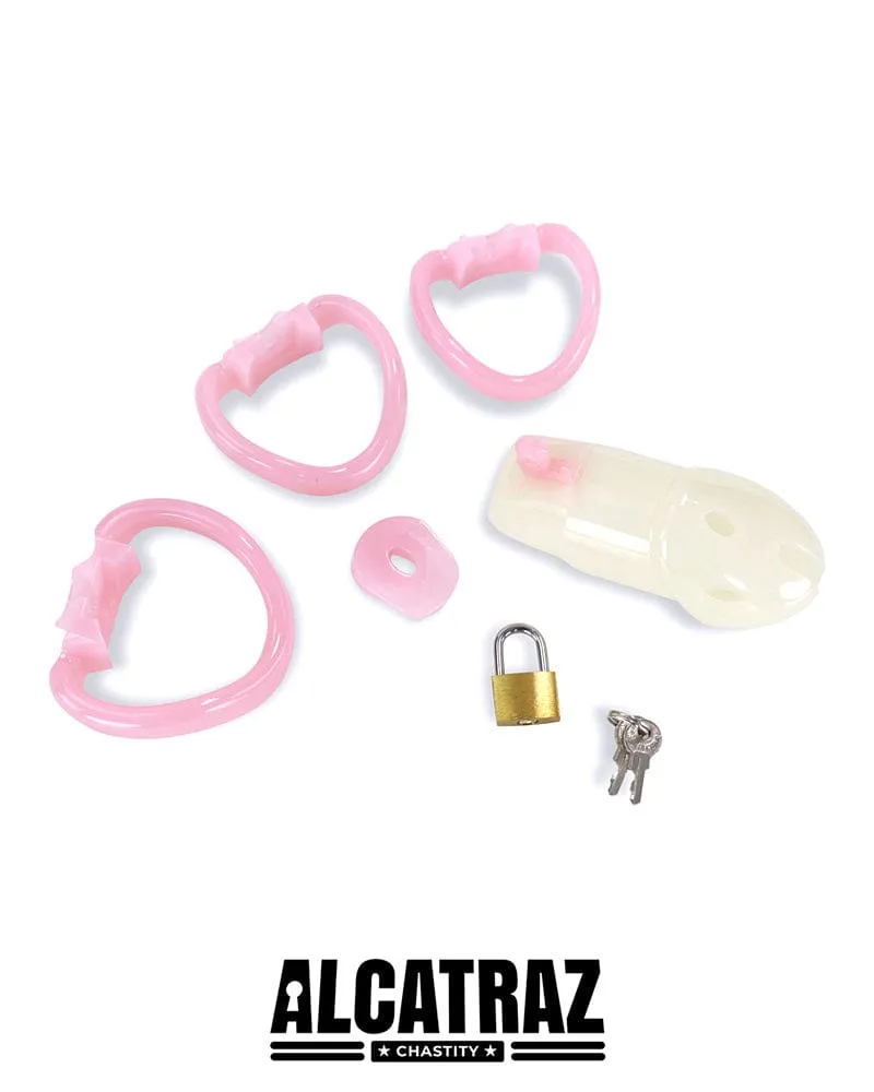 1384AR      Sissy Tease and Denial Locking Pink Cock Chastity