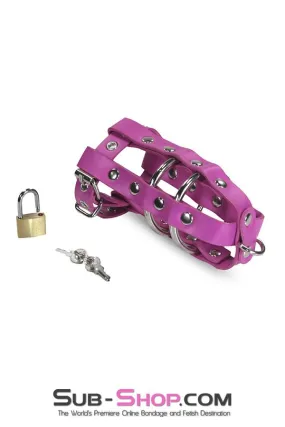 1461DL     Sissy’s Locking Leatherette Cock & Balls Cage with Lead Ring Tip