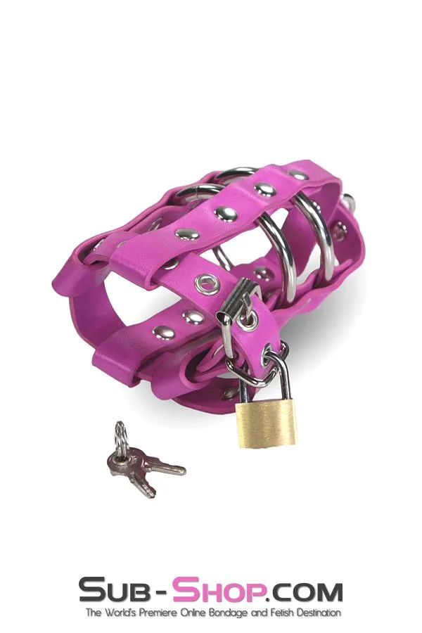 1461DL     Sissy’s Locking Leatherette Cock & Balls Cage with Lead Ring Tip