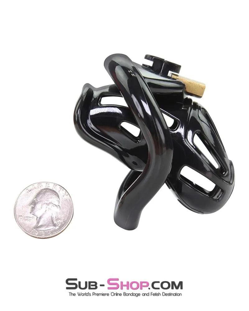 1556AR      Short Jailhouse Cock Black Locking Male Chastity Cage