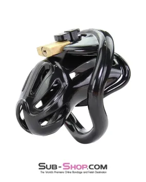 1556AR      Short Jailhouse Cock Black Locking Male Chastity Cage