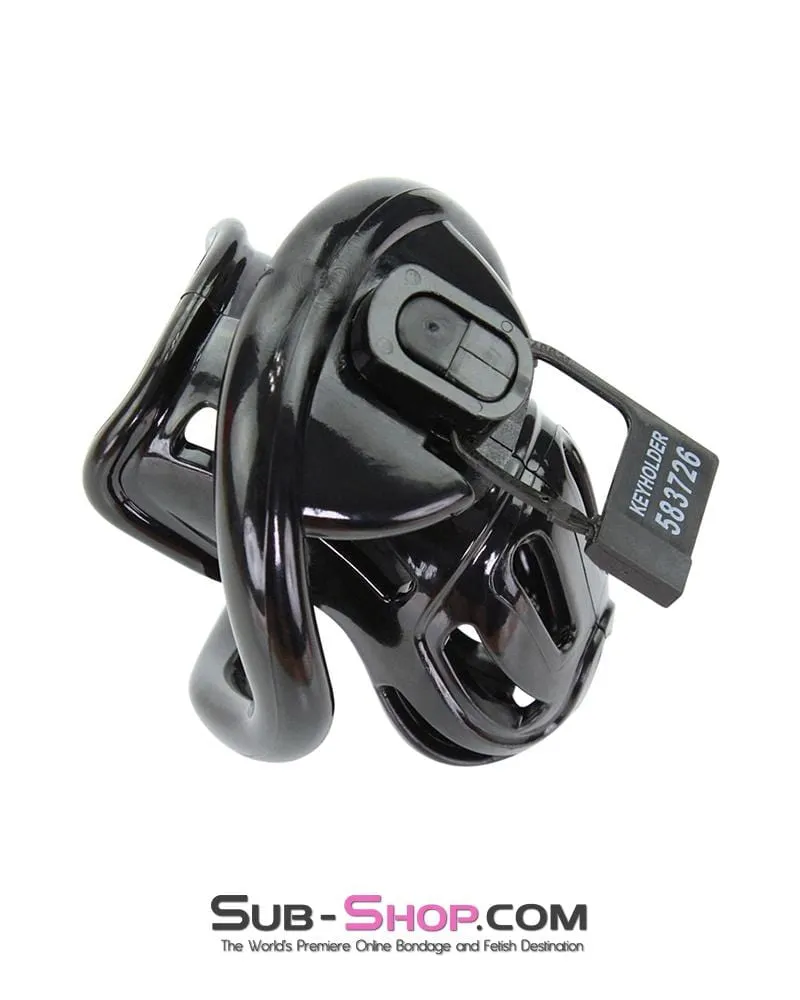 1556AR      Short Jailhouse Cock Black Locking Male Chastity Cage