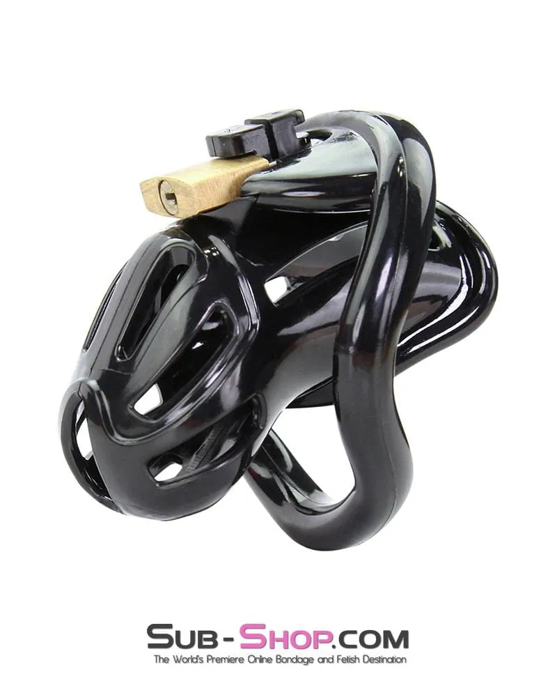 1556AR      Short Jailhouse Cock Black Locking Male Chastity Cage