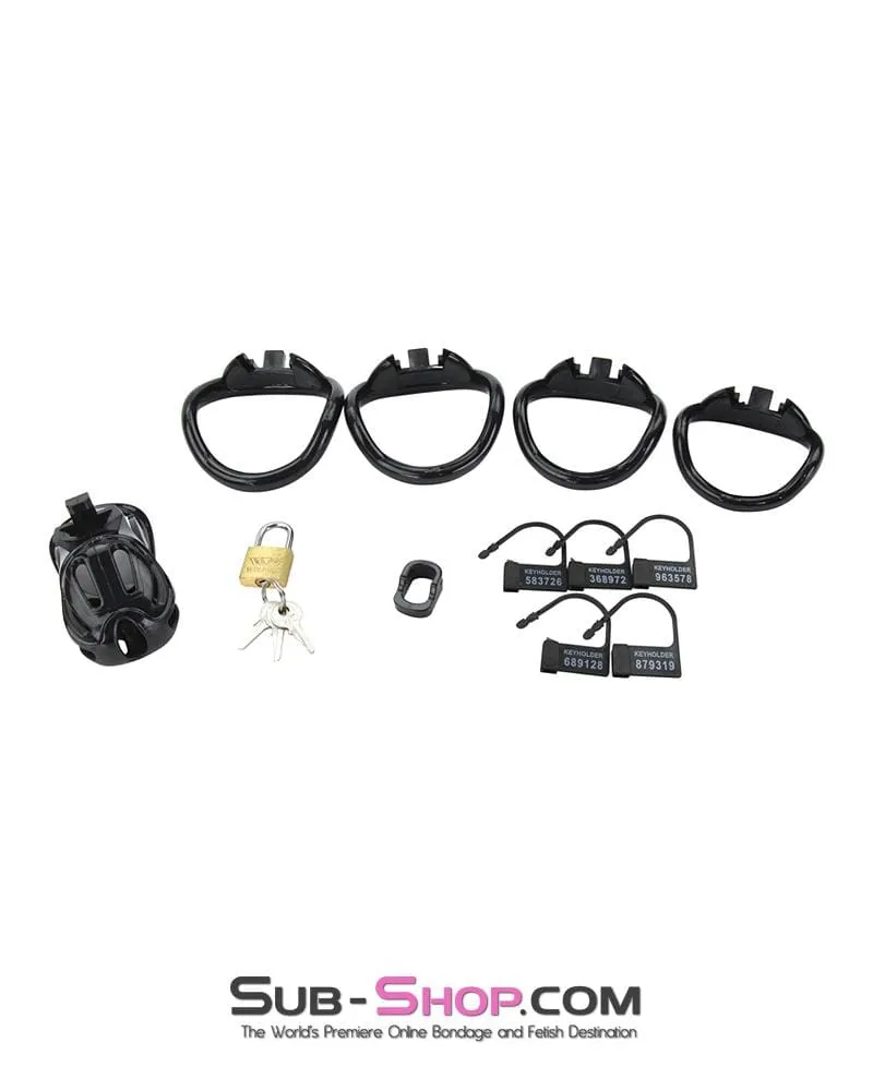 1556AR      Short Jailhouse Cock Black Locking Male Chastity Cage