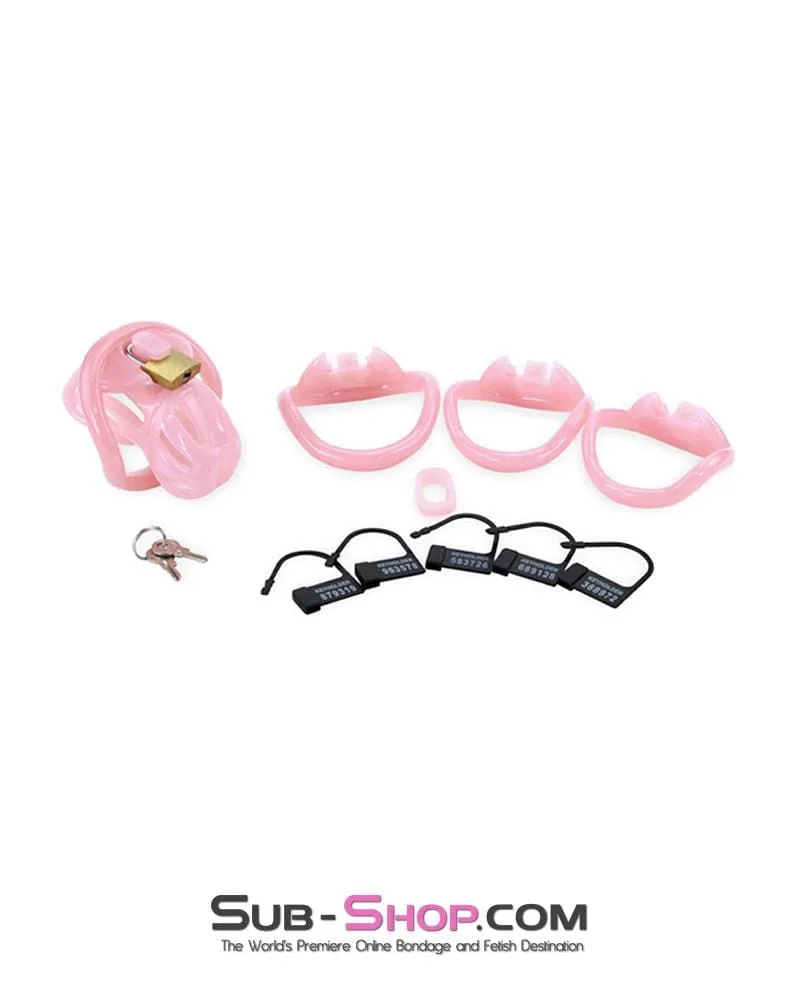 1557AR      Little Prison Bitch Pink Jailhouse Cock Locking Male Chastity Cage