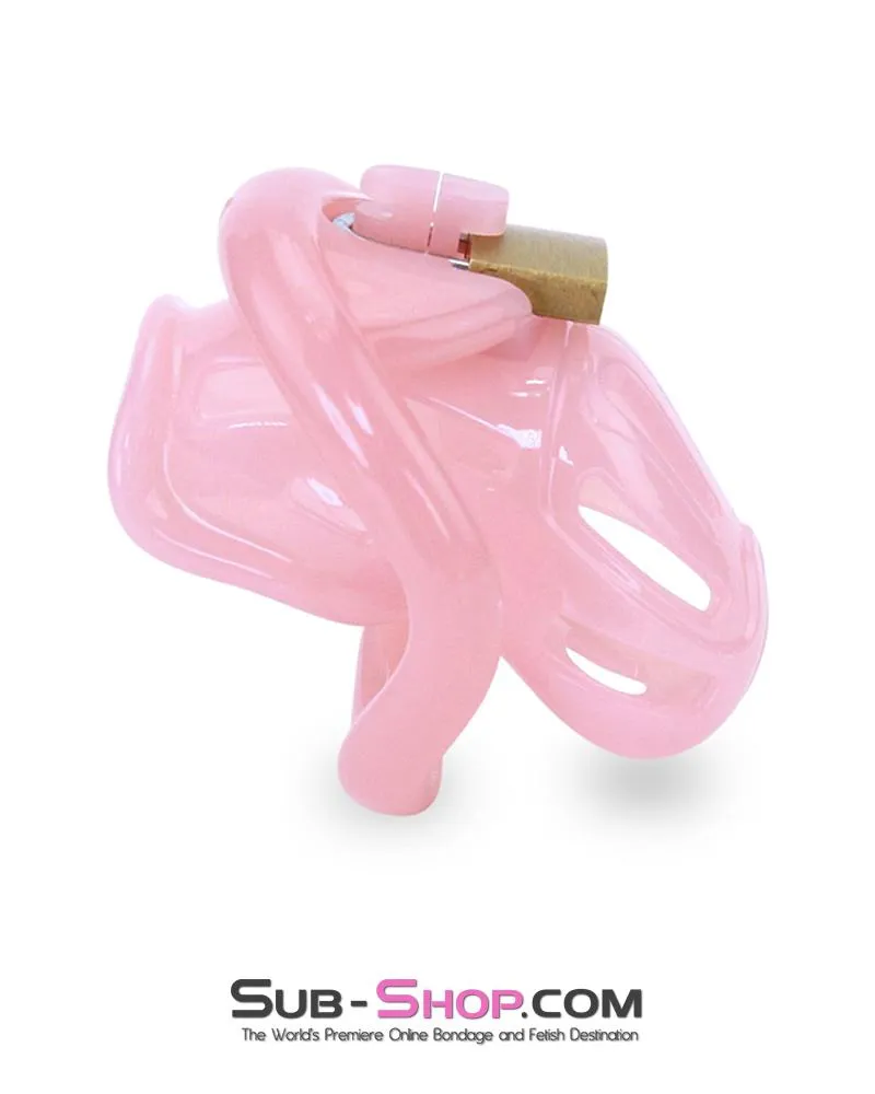 1557AR      Little Prison Bitch Pink Jailhouse Cock Locking Male Chastity Cage