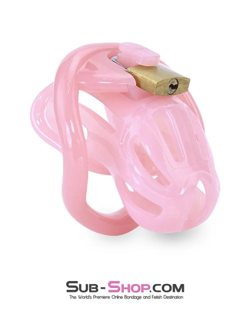 1557AR      Little Prison Bitch Pink Jailhouse Cock Locking Male Chastity Cage