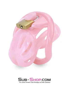 1557AR      Little Prison Bitch Pink Jailhouse Cock Locking Male Chastity Cage