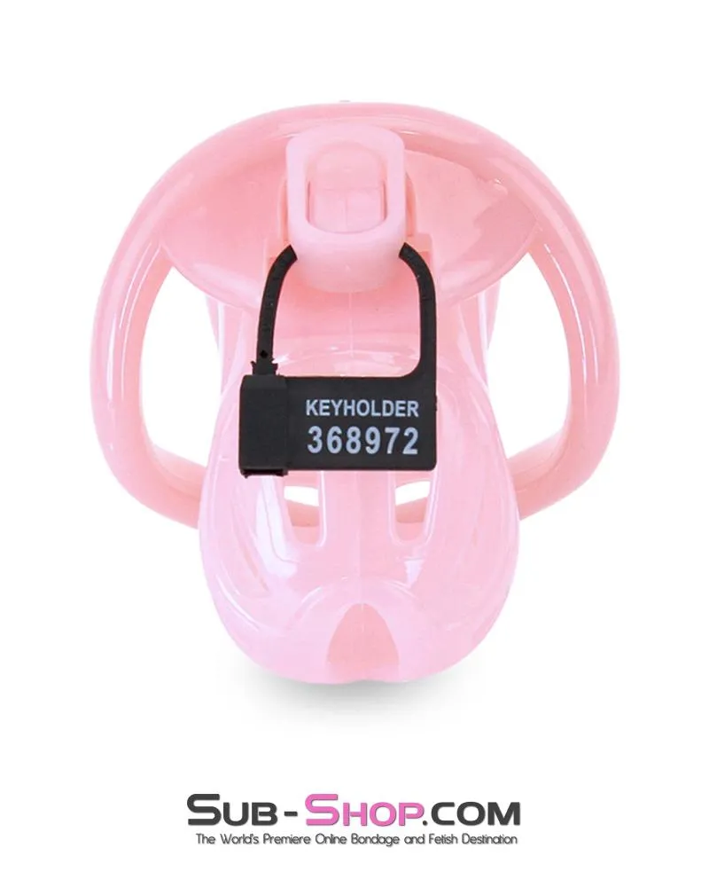 1557AR      Little Prison Bitch Pink Jailhouse Cock Locking Male Chastity Cage