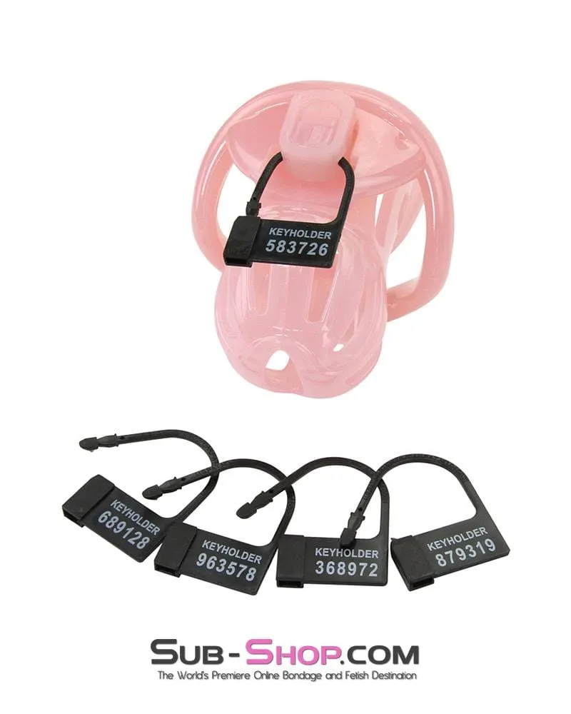 1557AR      Little Prison Bitch Pink Jailhouse Cock Locking Male Chastity Cage