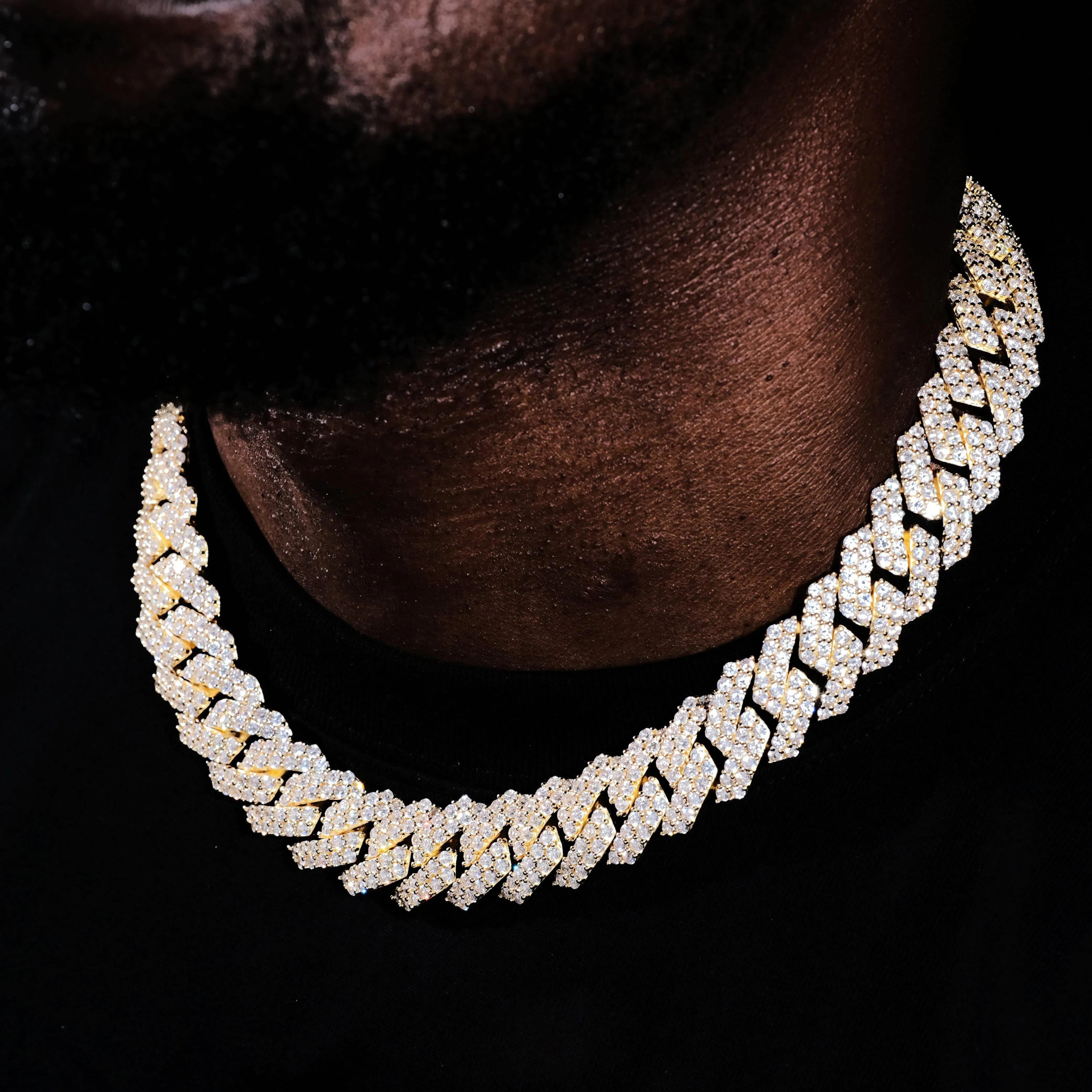 19mm 2-Row Iced Prong Cuban Chain In 18K Gold (Reward)