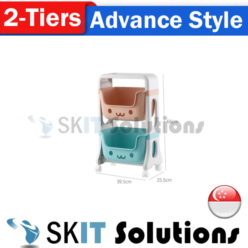 2/3/4 Tier Children's Toy Storage Rack Cabinet Organizer Kids Rolling Cart Activity Space Saver Shelf w/ Wheel Casters