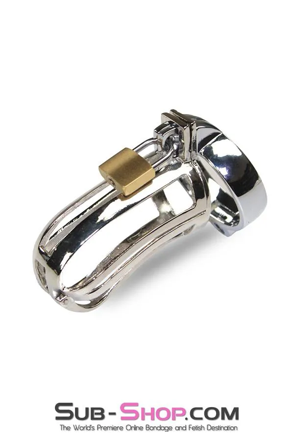 2540M      Mistresses Pleasure Hinged Locking Steel Cock and Ball Chastity