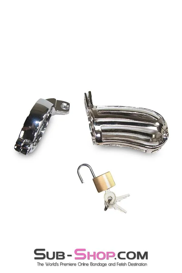 2540M      Mistresses Pleasure Hinged Locking Steel Cock and Ball Chastity