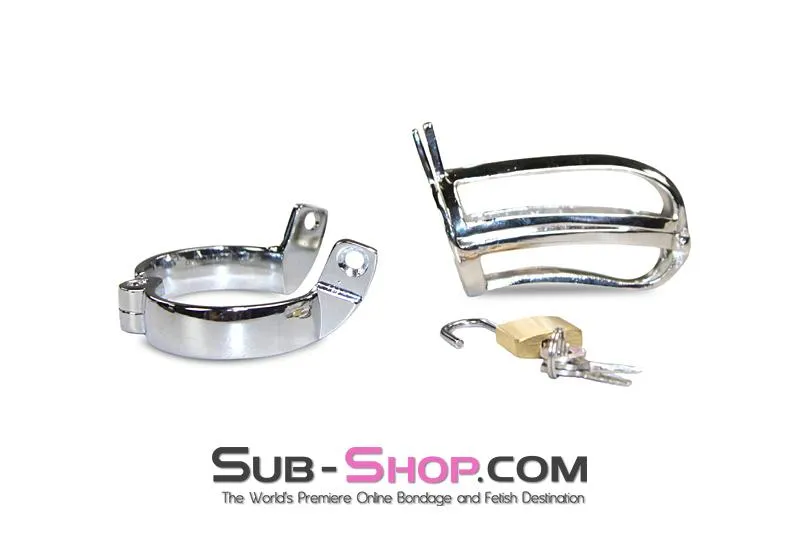 2540M      Mistresses Pleasure Hinged Locking Steel Cock and Ball Chastity