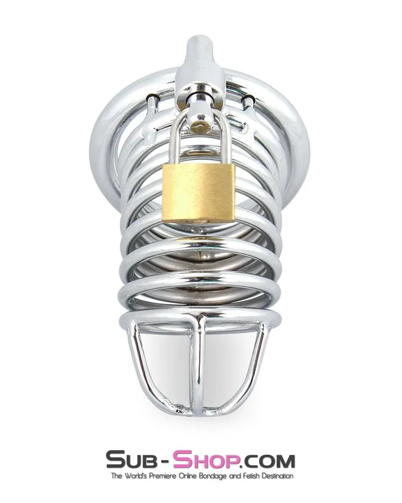 3749M      Cock Blocker Locking Steel Tease and Torment Chastity Cock Cage