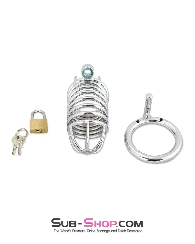 3749M      Cock Blocker Locking Steel Tease and Torment Chastity Cock Cage
