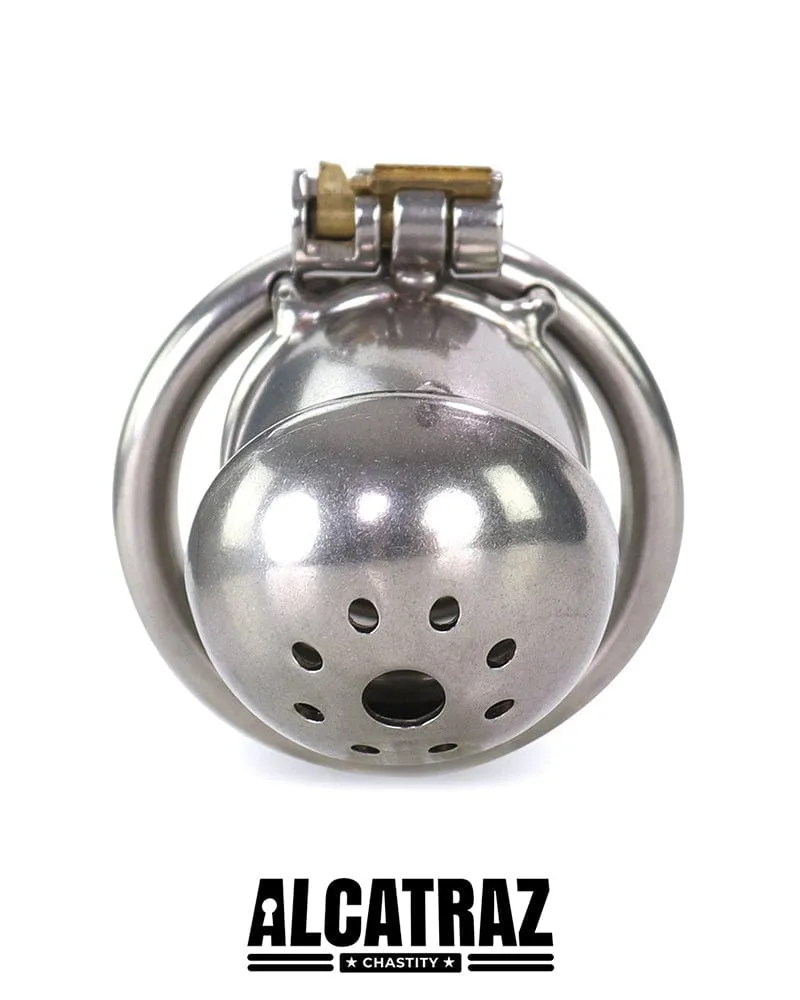 3838AR-SIS      Steel Capped Tube Full Enclosure Chastity Sissy Cock Cage with 2" Cock Ring