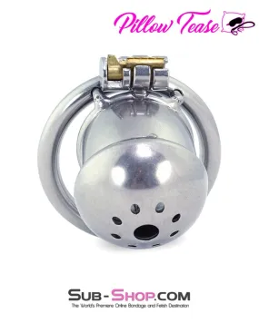 3838AR-SIS      Steel Capped Tube Full Enclosure Chastity Sissy Cock Cage with 2" Cock Ring
