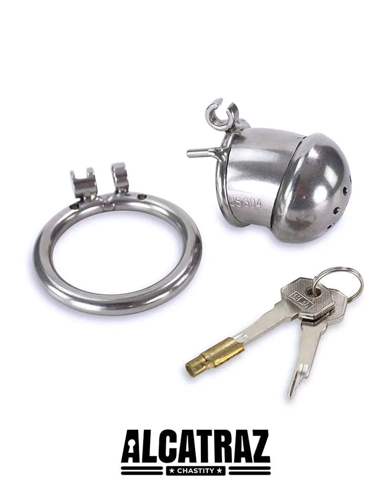 3838AR      Steel Capped Tube Full Enclosure Chastity Cock Cage with 2” Cock Ring
