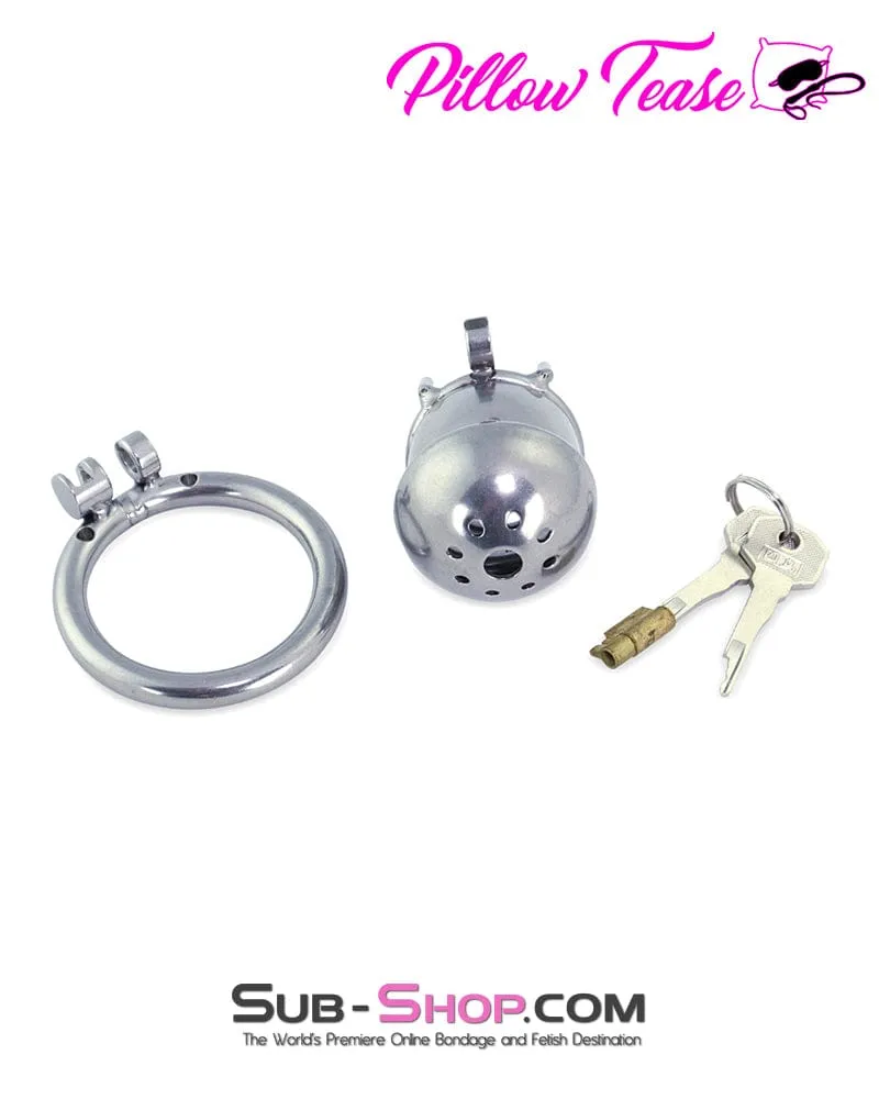 3838AR      Steel Capped Tube Full Enclosure Chastity Cock Cage with 2” Cock Ring