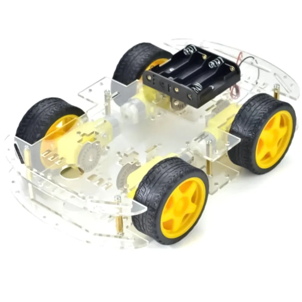 4 WD Double Layer Smart Car Transparent Chassis For Robot Car/tracking car With battery box