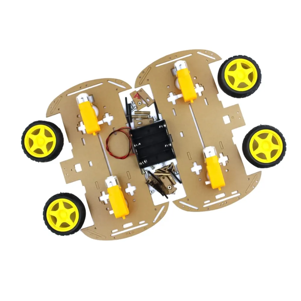 4 WD Double Layer Smart Car Transparent Chassis For Robot Car/tracking car With battery box