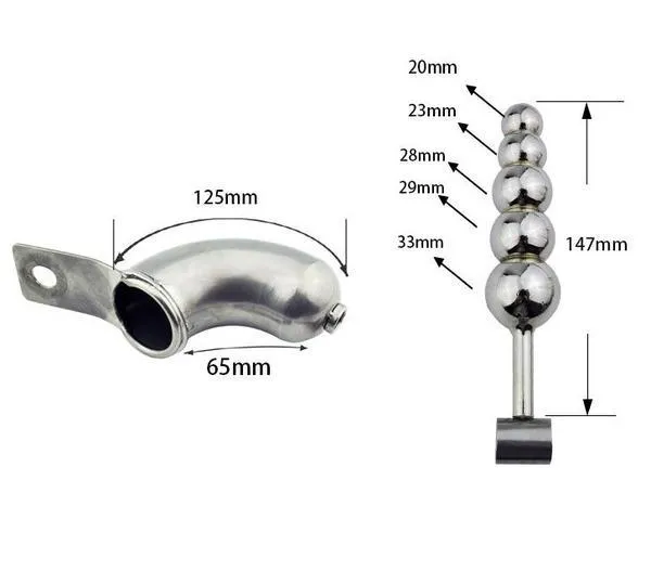 6931AR Premium Steel Chastity Belt and Harness Set with Secure Lock and Attached Steel Anal Dildo