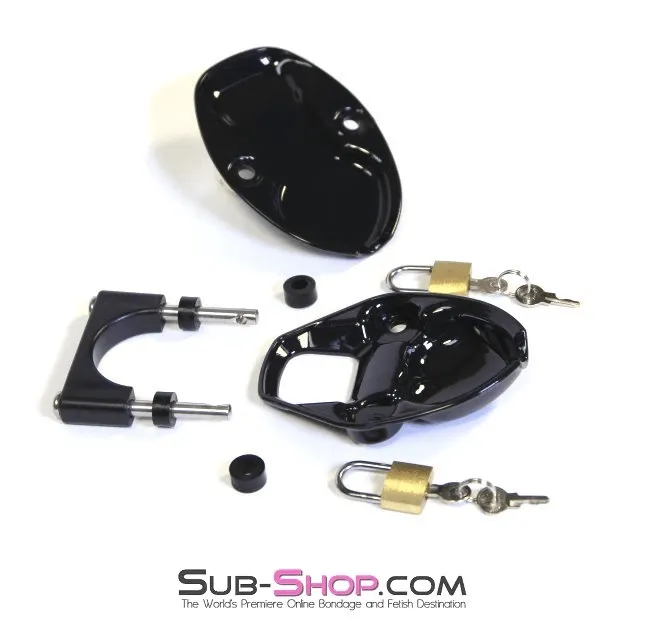 7321AR      Super Crusher Locking Cock and Ball Chastity Torture Set - MEGA Deal