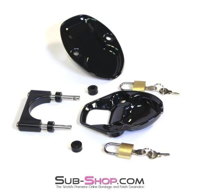 7321AR      Super Crusher Locking Cock and Ball Chastity Torture Set