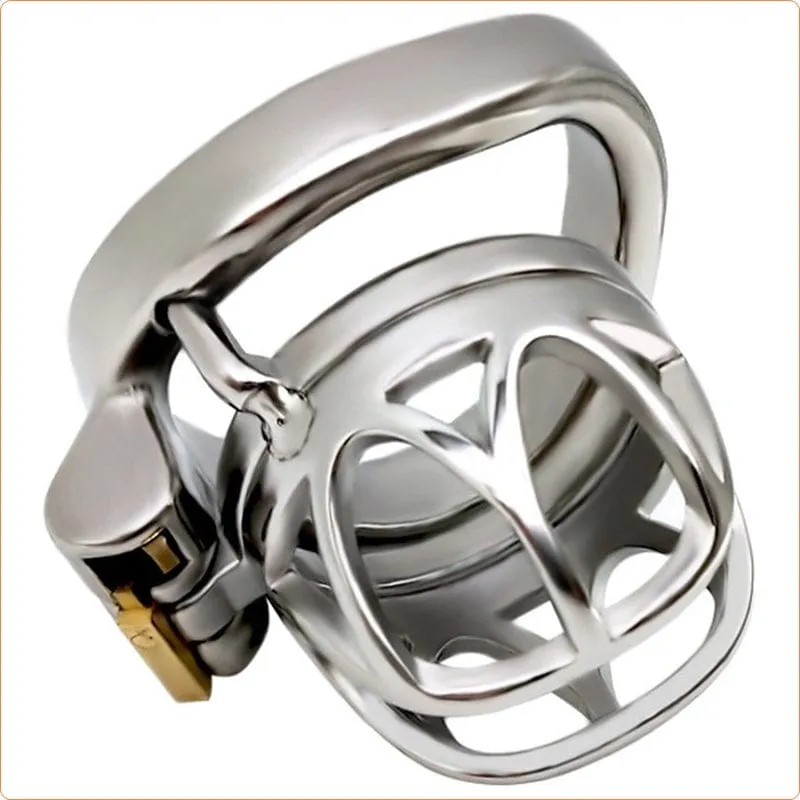 7828M      The Brig Large Steel Cock Cage Chastity with Large Cock Ring