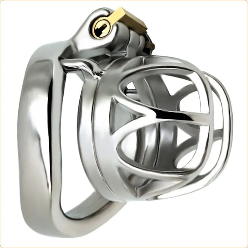7828M      The Brig Large Steel Cock Cage Chastity with Large Cock Ring