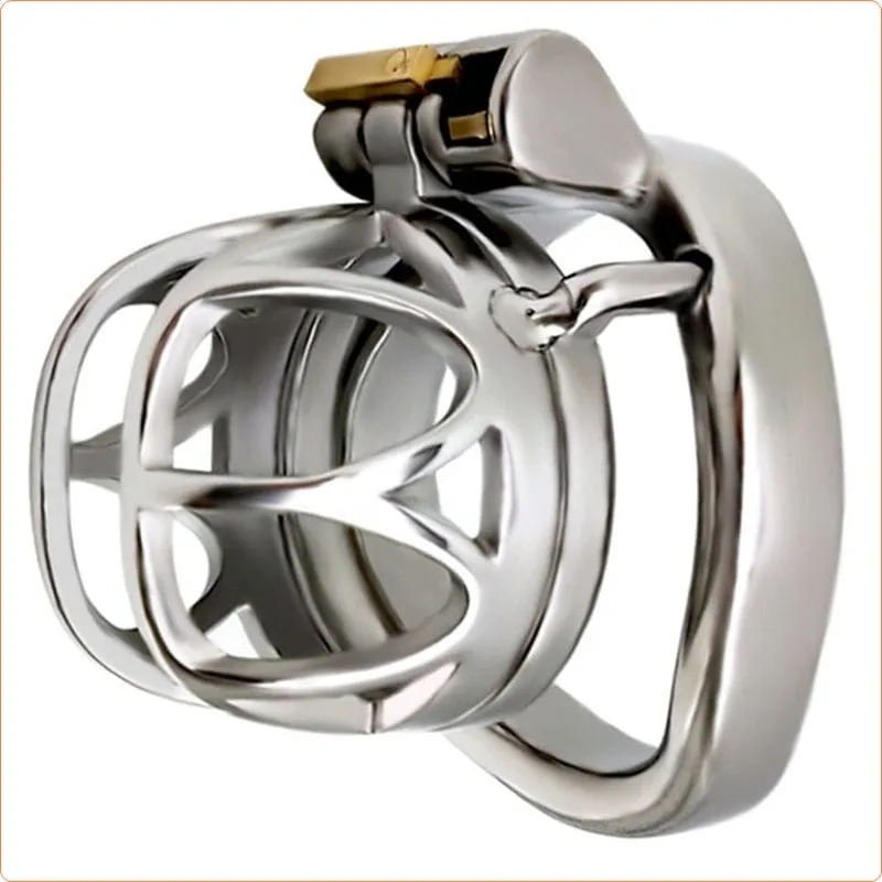 7828M      The Brig Large Steel Cock Cage Chastity with Large Cock Ring