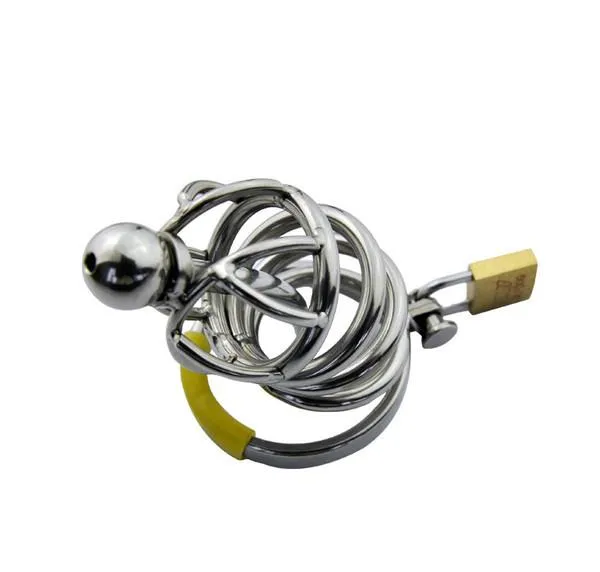 7857AR      Secret Crush Small Steel Cock Chastity Cage with Removable Urethral Sound Catheter Plug