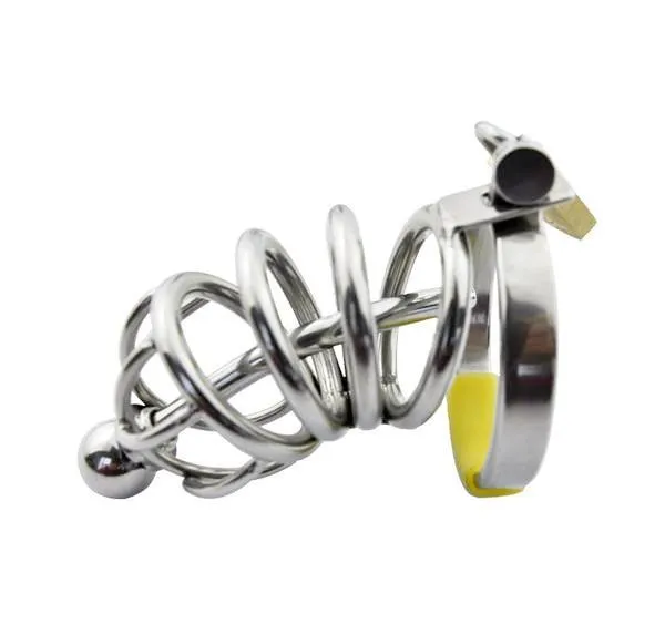 7857AR      Secret Crush Small Steel Cock Chastity Cage with Removable Urethral Sound Catheter Plug