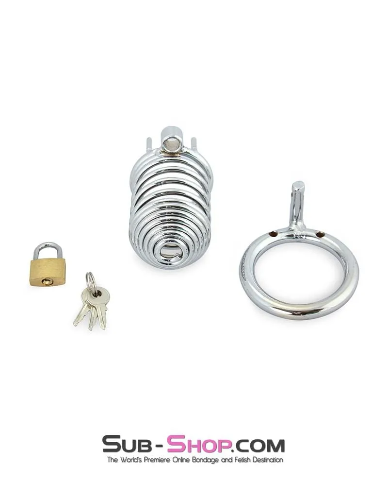 7890M      Wind Him Up Tease and Torment Locking Steel Cock Cage