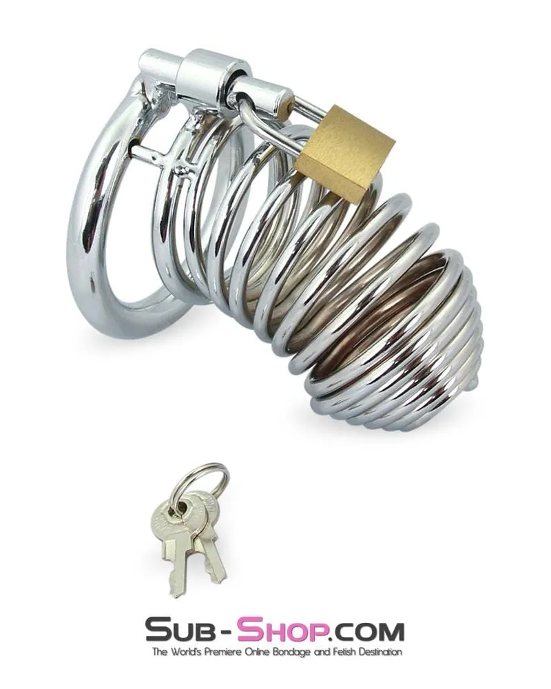 7902M      Curved Spiral Steel Chastity Tease and Torment Cock Cage