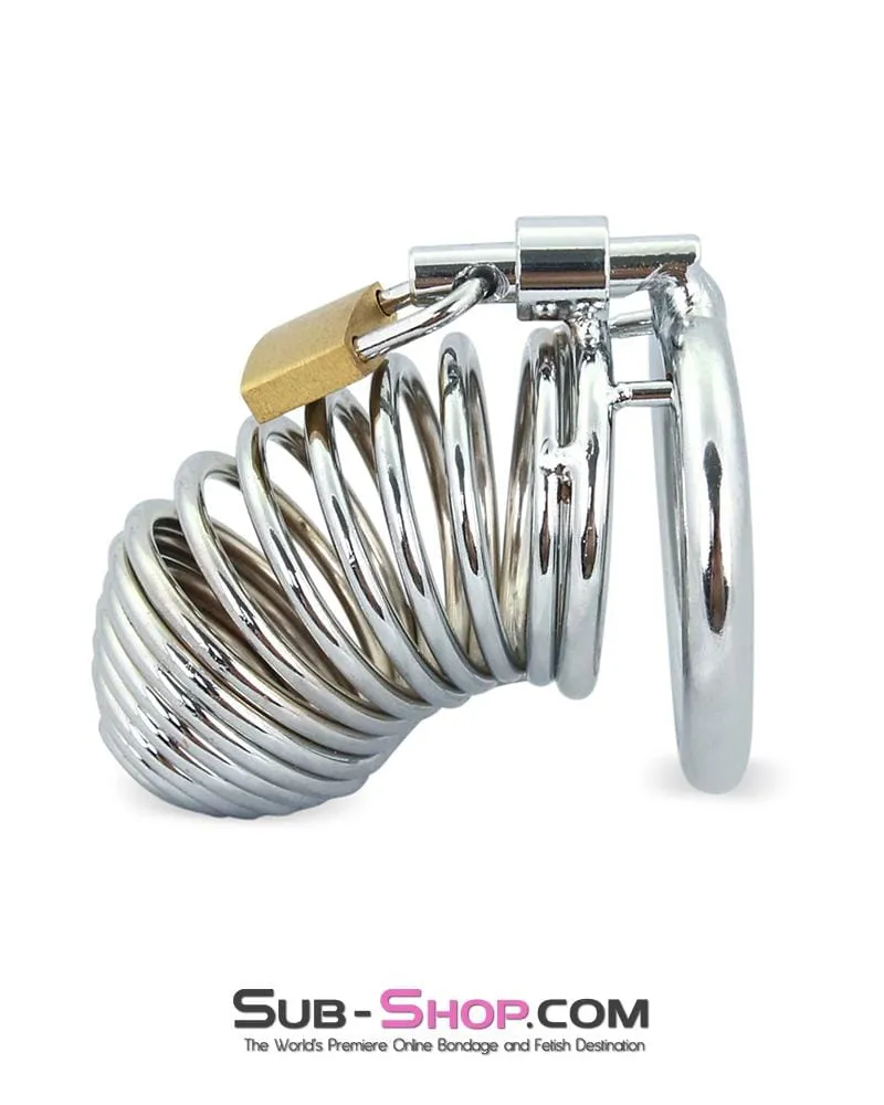 7902M      Curved Spiral Steel Chastity Tease and Torment Cock Cage