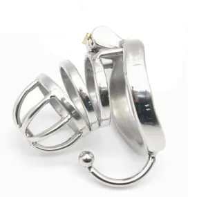 9932RS      Shorty High Security Hard Time Steel Male Chastity with Ball Separation Rod