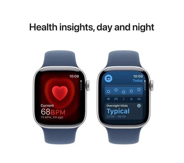 APPLE Watch Series 10 Cellular - 42mm Silver Aluminium Case with Denim Sport Band, S/M - Pristine