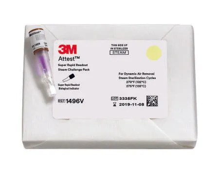 Attest™ Super Rapid Readout Sterilization Indicator Challenge Pack Steam - Solventum Corporation  Mfr# 1496VF