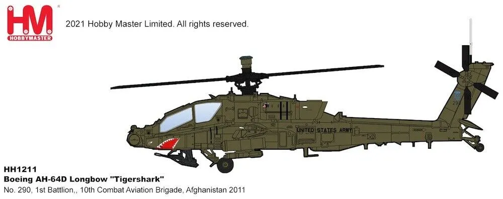 Boeing AH-64D Apache 1st BN, 10th Combat Aviation Brigade Afghanistan 2011, 1:72 Scale Diecast Model