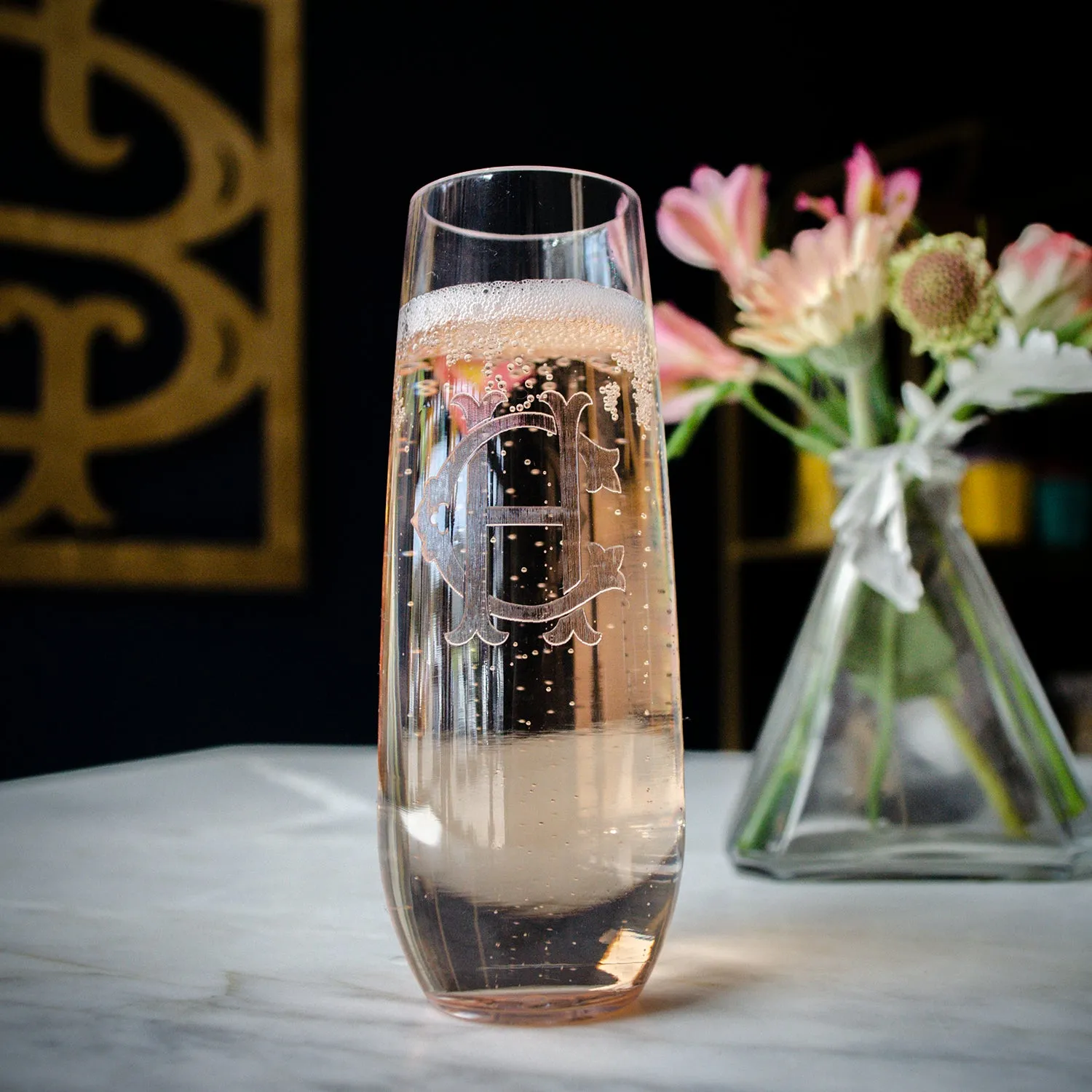 Classic Monogram Stemless Champagne Flutes & Wine Glasses